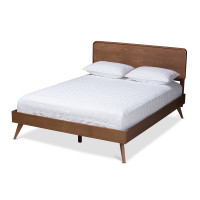 Baxton Studio Demeter-Ash Walnut-King Demeter Mid-Century Modern Walnut Brown Finished Wood King Size Platform Bed